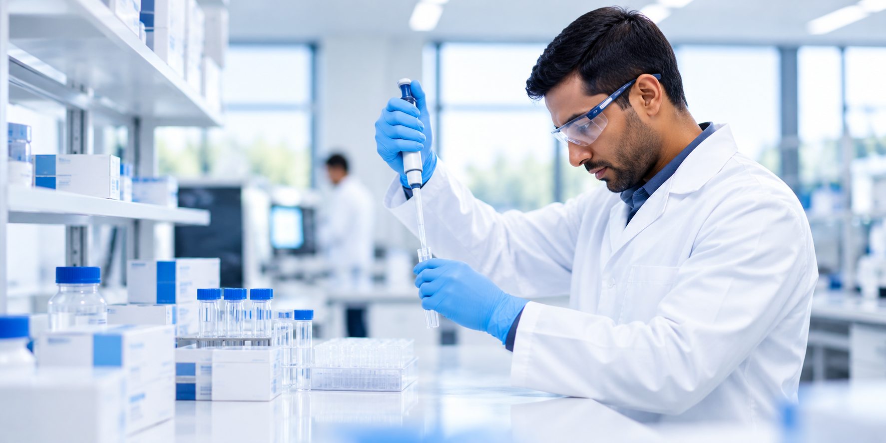 Sorgfältige pharmazeutische Handhabung in einer kontrollierten Arbeitsumgebung