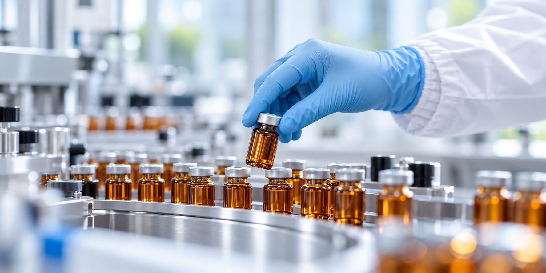 Helle, moderne pharmazeutische Arbeitsumgebung mit präzisen Abläufen